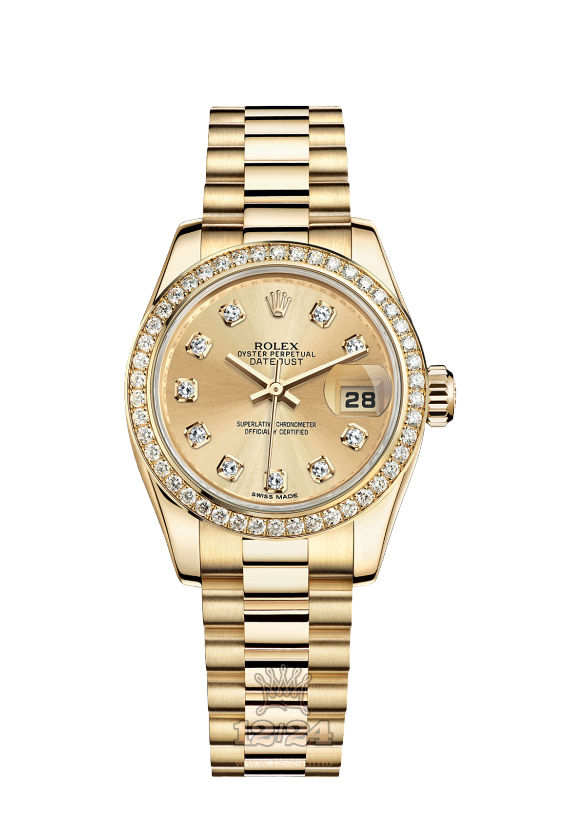 Rolex Lady-Datejust Watch 179138-0024 26 mm Yellow gold Case Golden Dial