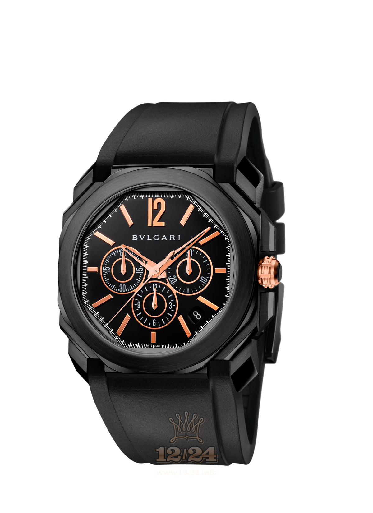 Bvlgari Octo Watch 102630 BGO41BBSVDCH 41 mm Stainless steel DLC coating Case Black Dial