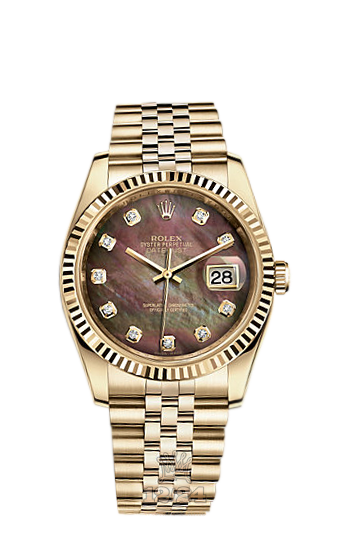 Rolex Datejust Watch 116238-0057 36 mm Yellow gold Case Black Dial