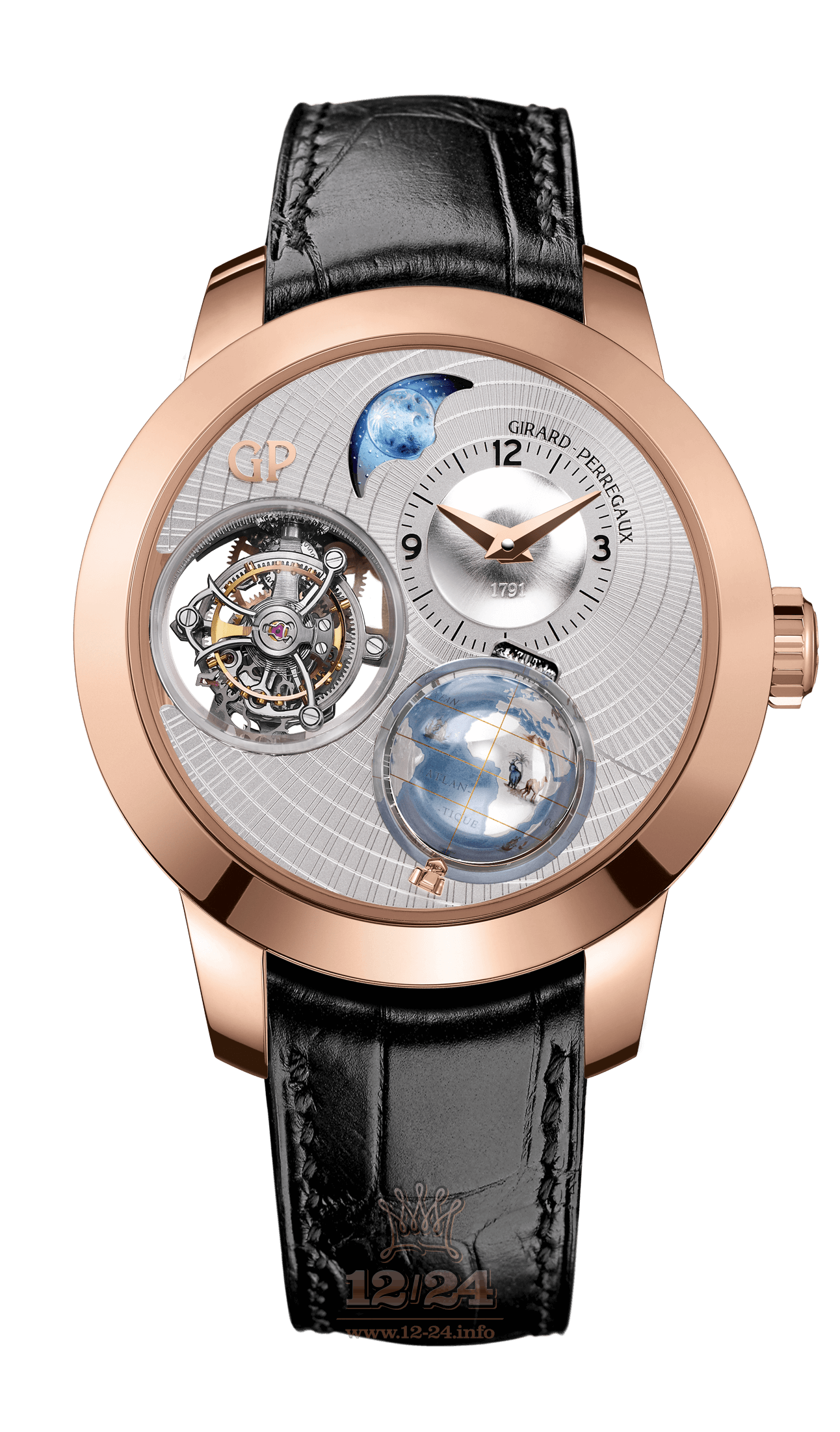 Girard Perregaux Bridges Watch 99290-52-151-BA6A Pink gold Case Gray Silver Dial