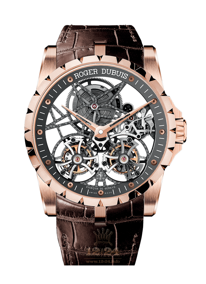 Roger Dubuis Excalibur Watch RDDBEX0395 45 mm Pink gold Case Gray Golden Dial