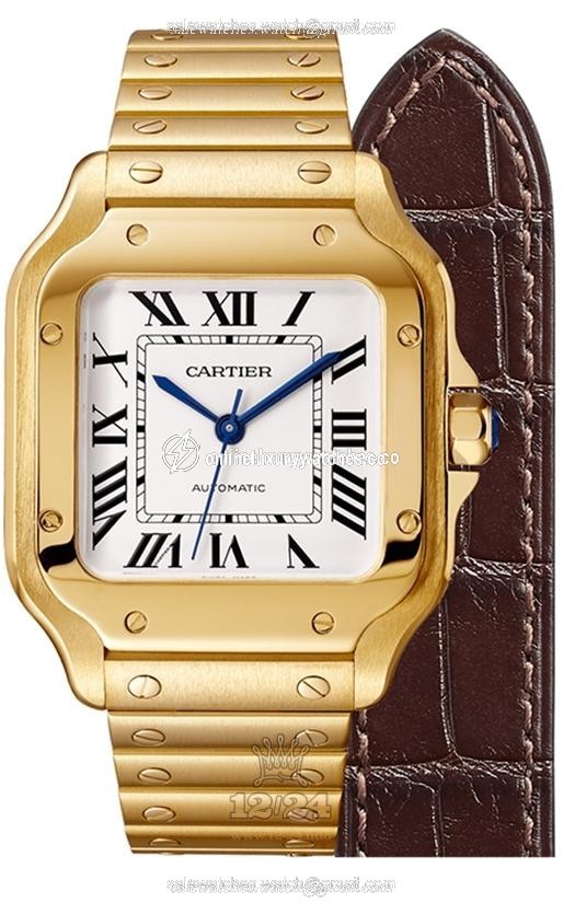 Cartier Santos de Cartier Watch WGSA0010 35 mm Yellow gold Case Silver Dial