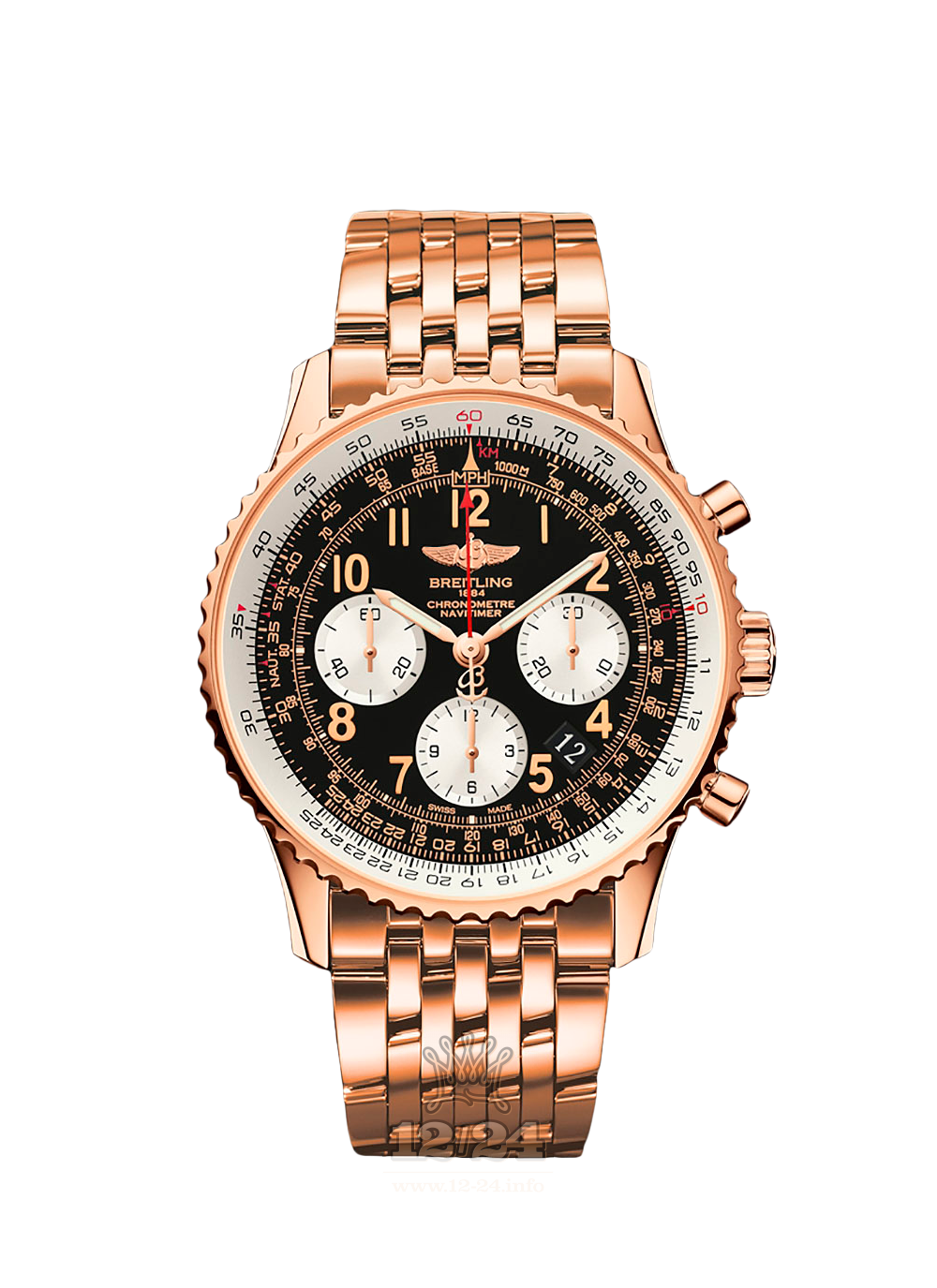 Breitling Navitimer Watch RB012012/BB07/447R 43 mm Pink gold Case Black Dial