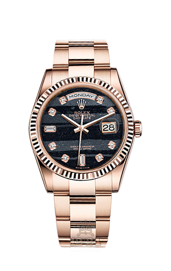 Rolex Day-Date Watch 118235f-0111 36 mm Pink gold Case Black Dial