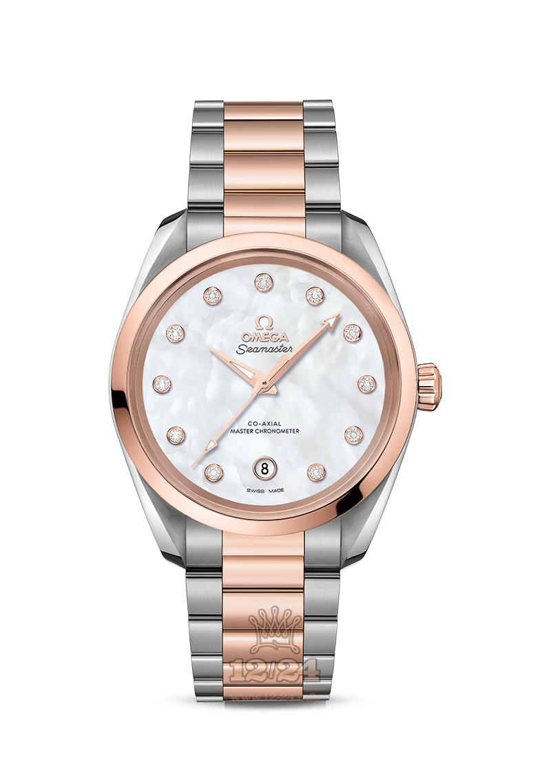 Omega Aqua Terra 150 M Watch 220.20.38.20.55.001 38 mm Steel / Pink gold Case White Dial