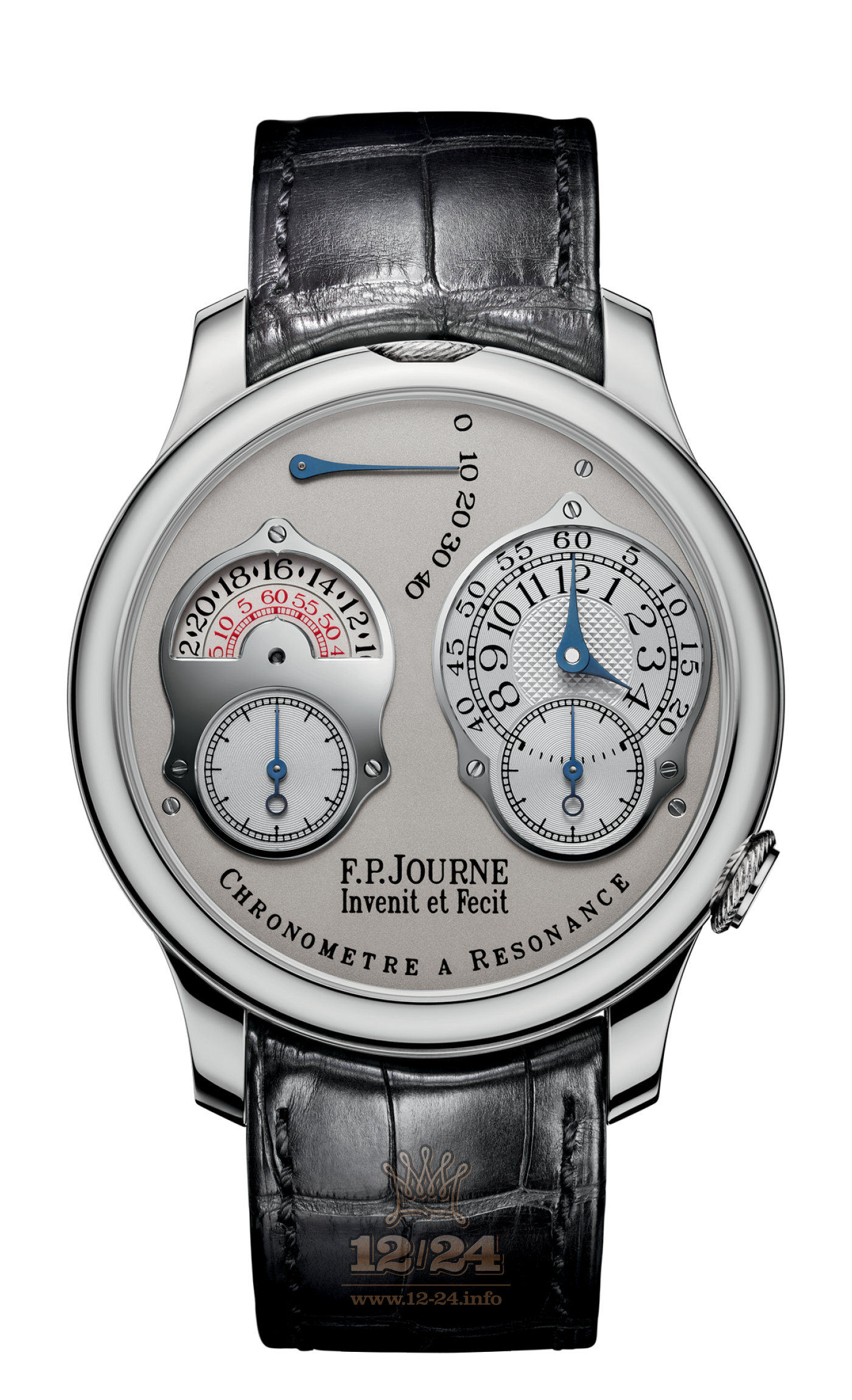 F.P.Journe Souveraine Watch FPJ-Co-Souveraine-Resonance-AL-CuirPl 40 mm Platinum Case White Silver Dial