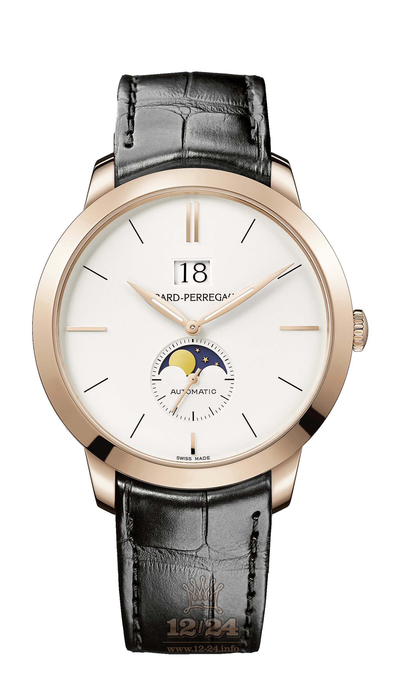 Girard Perregaux 1966 Watch 49546-52-131-BB60 Pink gold Case Silver Dial