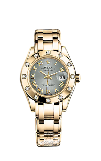 Rolex Pearlmaster Watch 80318-0016 29 mm Yellow gold Case Silver Dial
