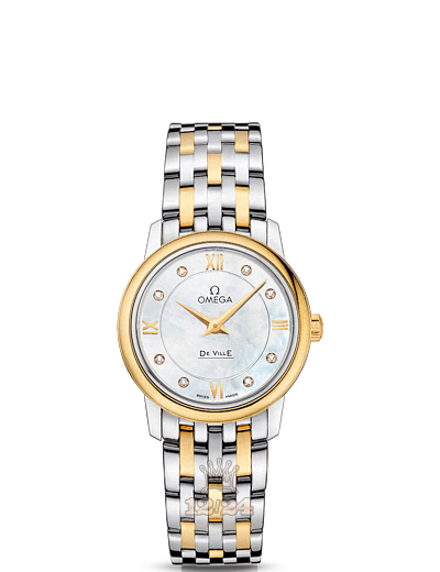 Omega Prestige Watch 424.20.27.60.55.001 27 mm Steel / Yellow gold Case White Dial