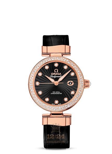 Omega Ladymatic Watch 425.68.34.20.51.001 34 mm Pink gold Ceramics Case Black Dial