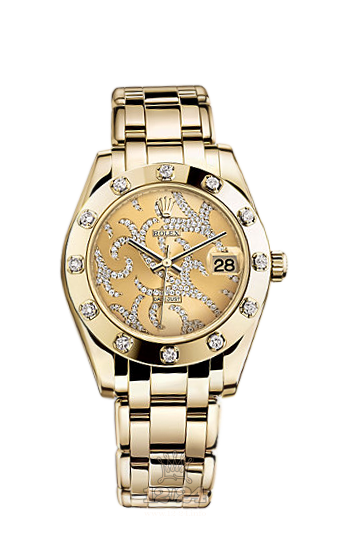Rolex Pearlmaster Watch 81318-0026 34 mm Yellow gold Case Golden Dial