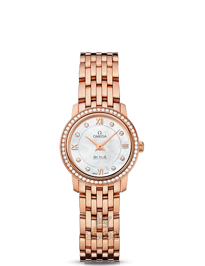 Omega Prestige Watch 424.55.24.60.55.002 24 mm Pink gold Case White Dial