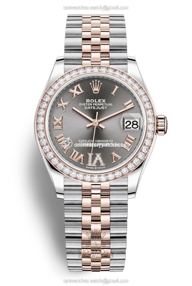 Rolex Datejust Watch 278381rbr-0030 31 mm Stainless steel Pink gold Case Gray Silver Dial