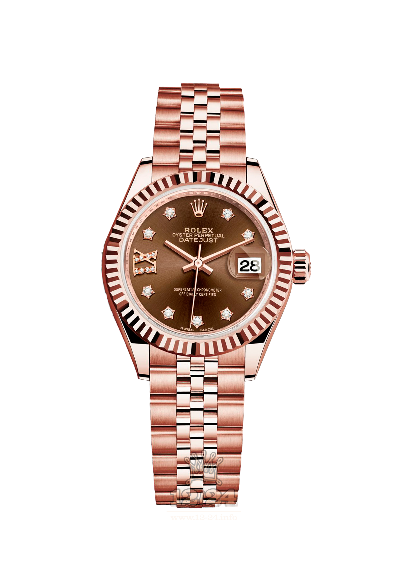 Rolex Datejust Watch 279175-0004 28 mm Pink gold Case Brown (chocolate) Dial