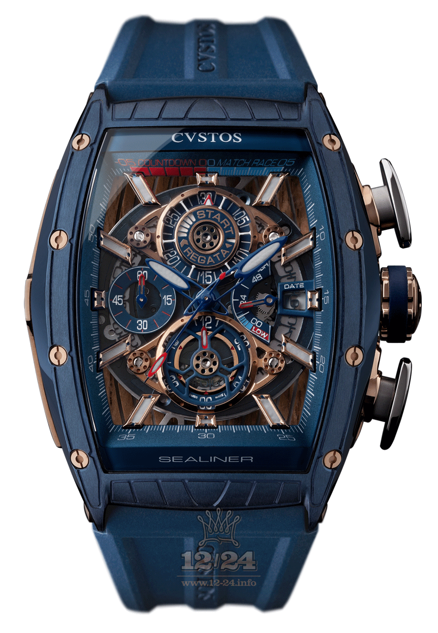 Cvstos Sea-Liner Watch CV15059CHGTSCRAB000C5N2 53 mm Stainless steel Pink gold PVD coating Case Golden Dark blue Dial