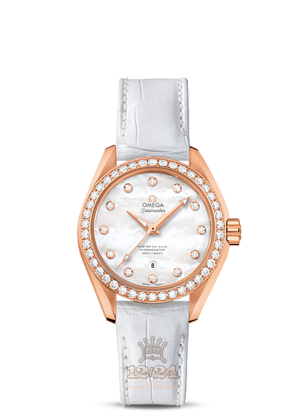 Omega Aqua Terra 150 M Watch 231.58.34.20.55.003 34 mm Pink gold Case White Dial