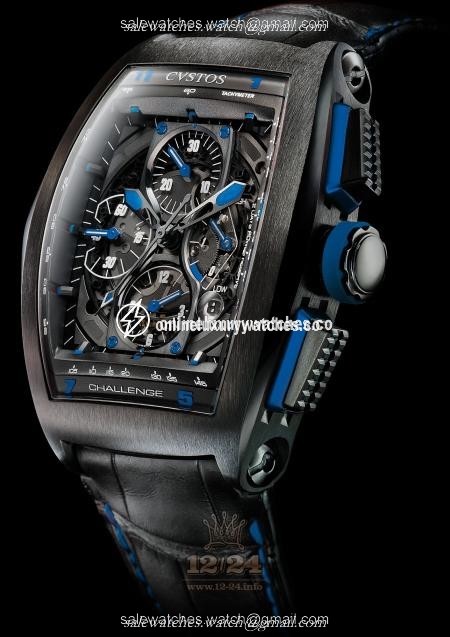 Cvstos Challenge Watch Challenge Chrono GP Blue 54 mm Stainless steel PVD coating Case Black Dark blue Dial