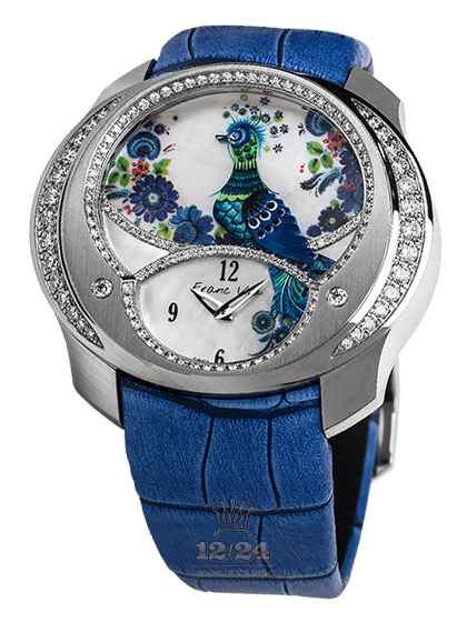 Franc Vila Regards to Ladies Watch PEACOCK-V01 Stainless steel Case White Painted Dial