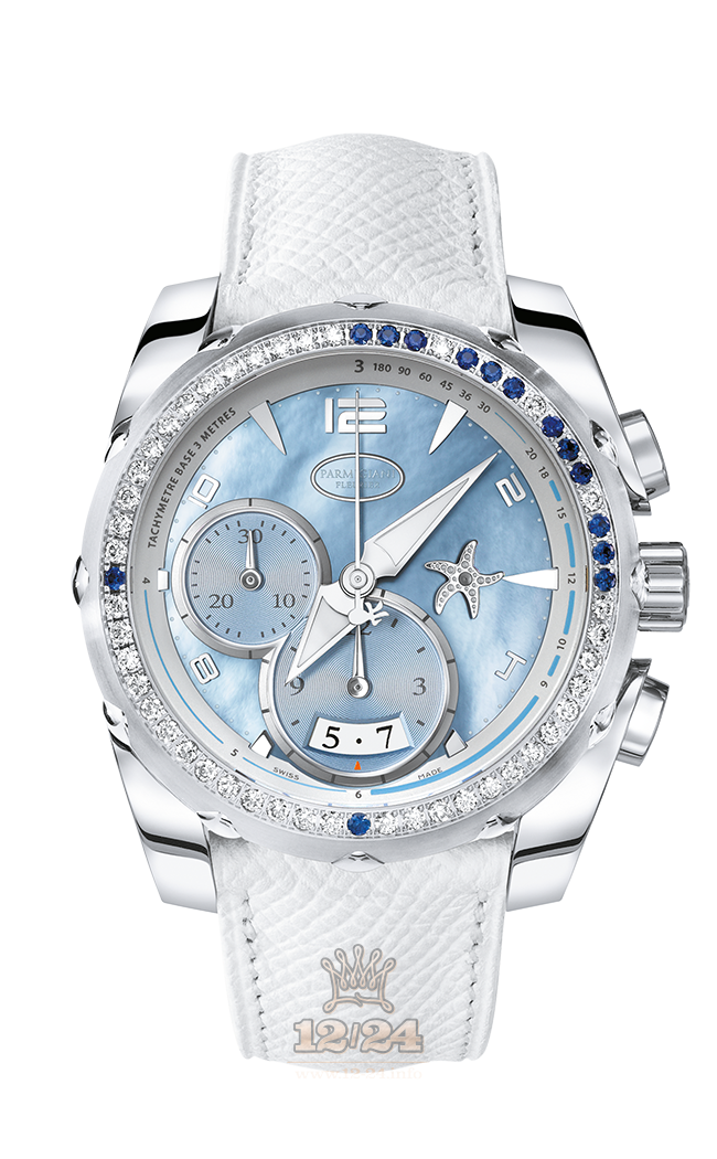Parmigiani Fleurier Pershing Watch PFC528-1263501-HE2422 White gold Case Blue Dial