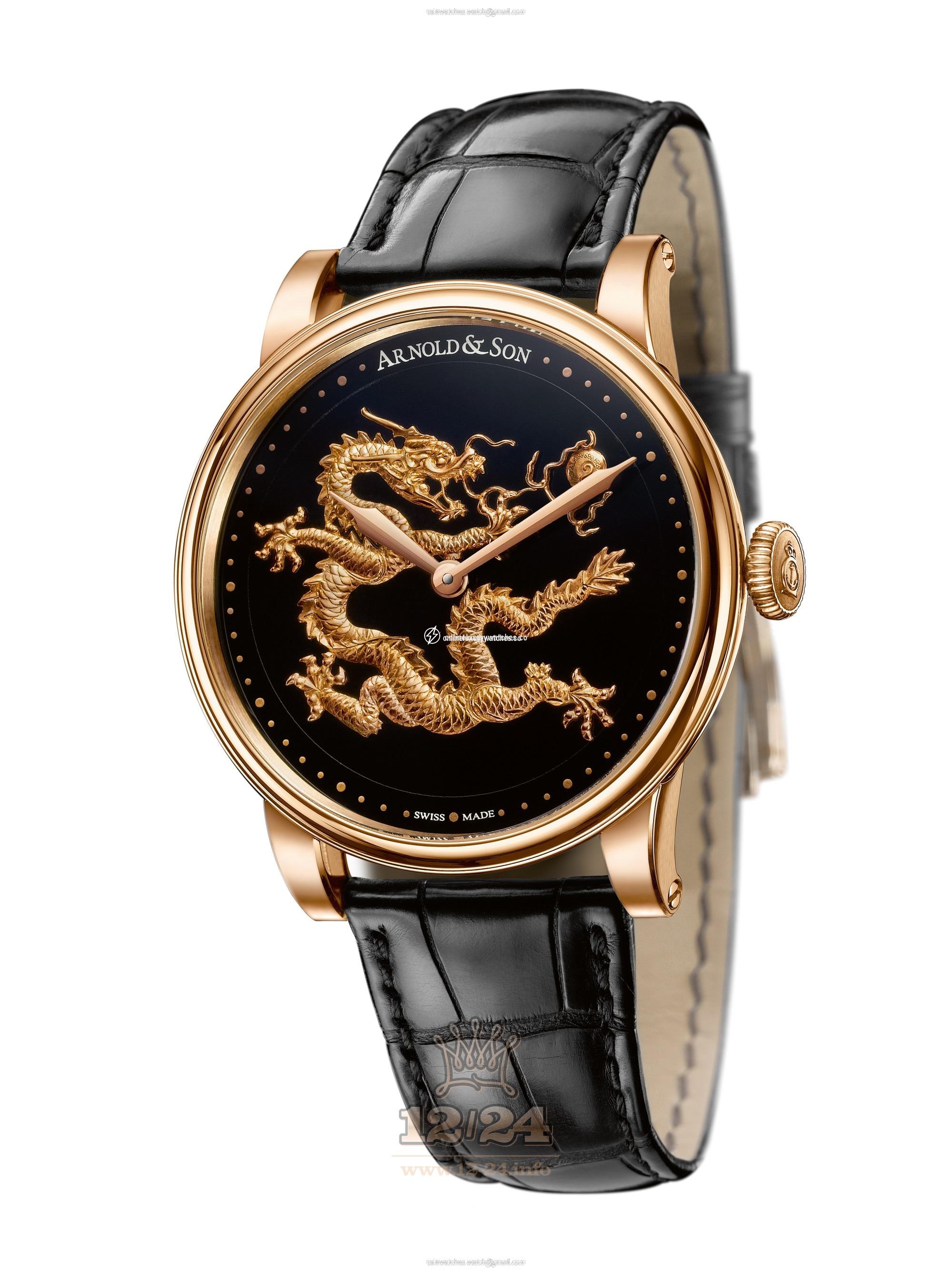 Arnold Son Royal Collection Watch 1LCAP.B02A.C111A Pink gold Case Black Painted Dial