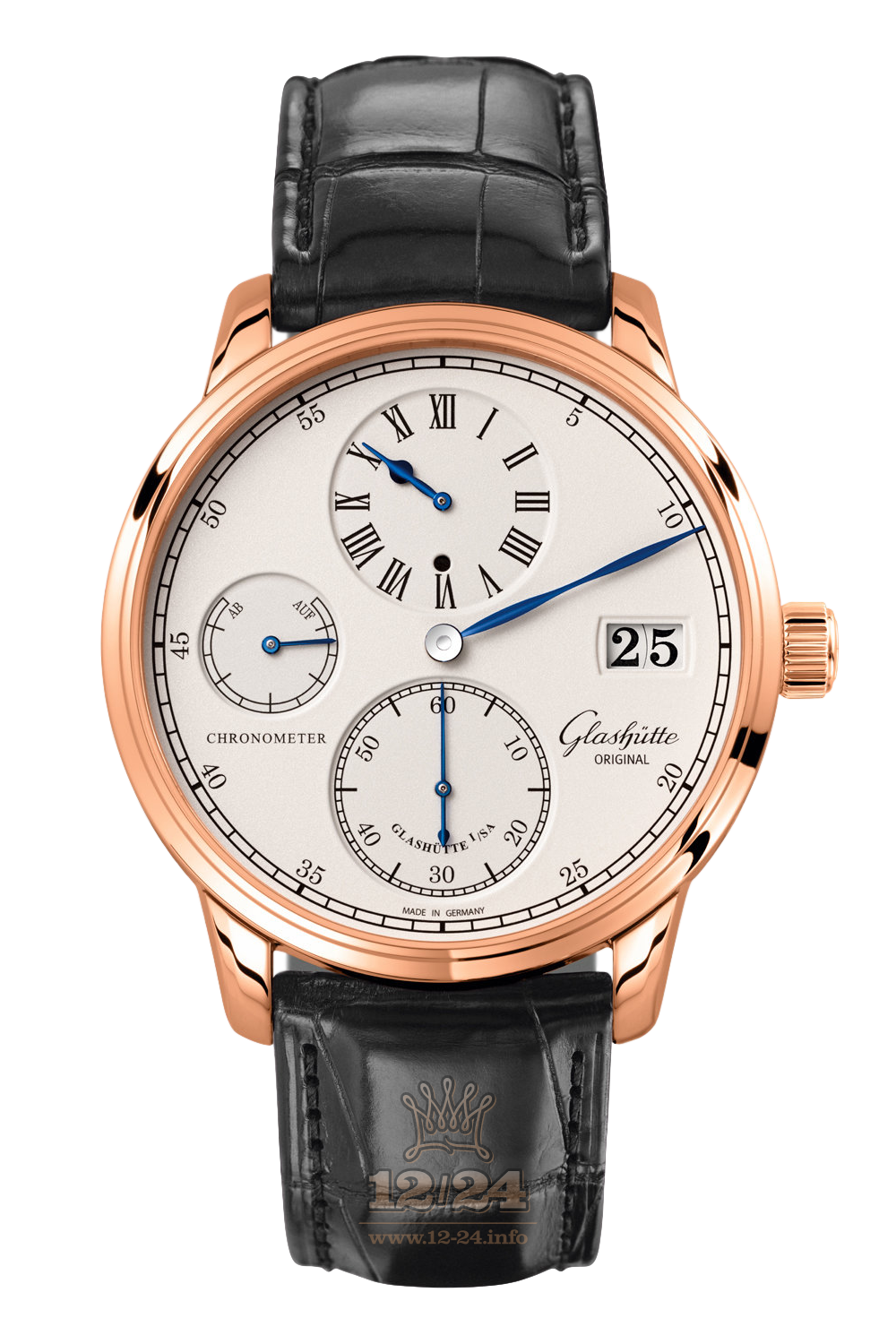Glashutte Senator Watch 1-58-04-04-05-50 42 mm Pink gold Case White Dial