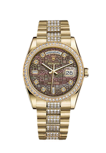 Rolex Day-Date Watch 118348-0066 36 mm Yellow gold Case Black Dial