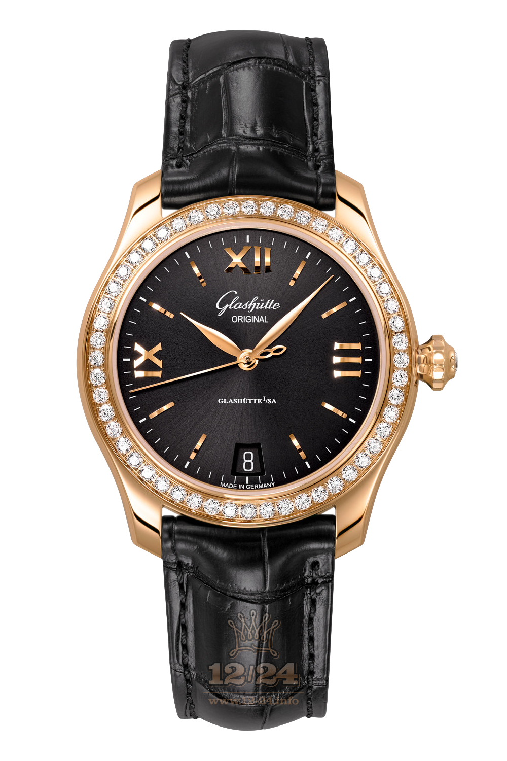Glashutte Ladies Watch 1-39-22-18-11-04 36 mm Pink gold Case Black Dial