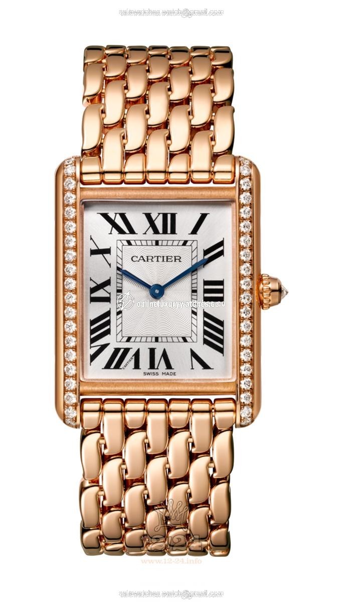 Cartier Tank Watch WJTA0021 34 mm Pink gold Case Silver Dial