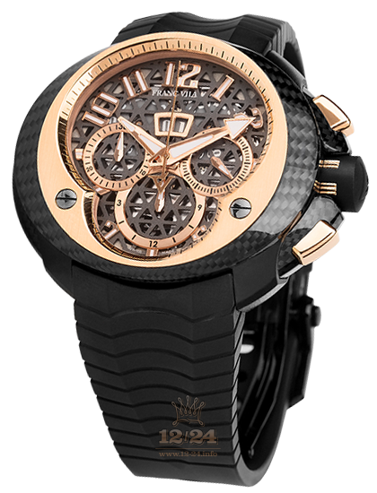 Franc Vila Cobra Watch 8E.BTI-RG.001 45 mm Pink gold Titanium DLC coating Carbon Case Black Golden Dial