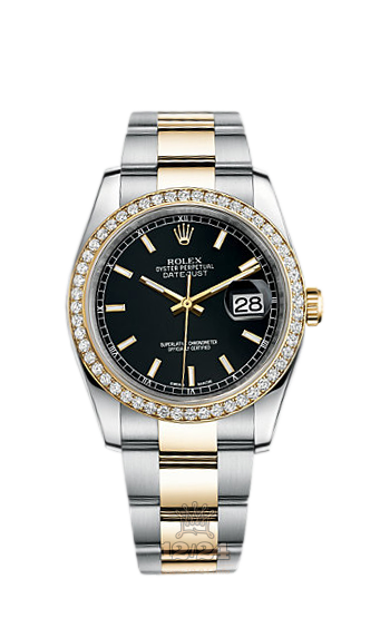 Rolex Datejust Watch 116243-0049 36 mm Steel / Yellow gold Case Black Dial