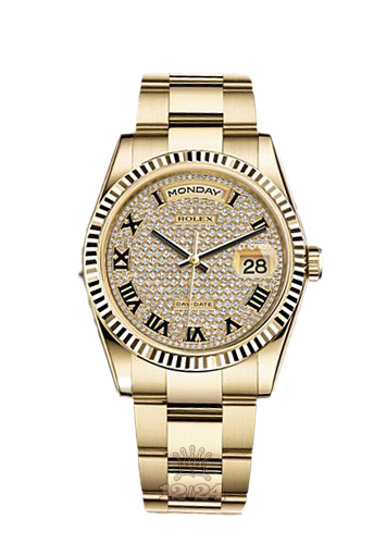 Rolex Day-Date Watch 118238-0472 36 mm Yellow gold Case Silver Golden Dial