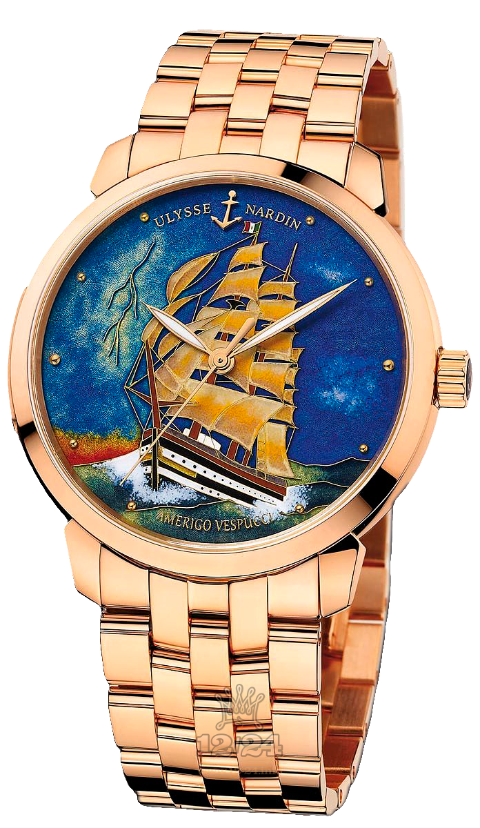 Ulysse Nardin Classic Watch 8156-111-8/AV 40 mm Pink gold Case Painted Dial