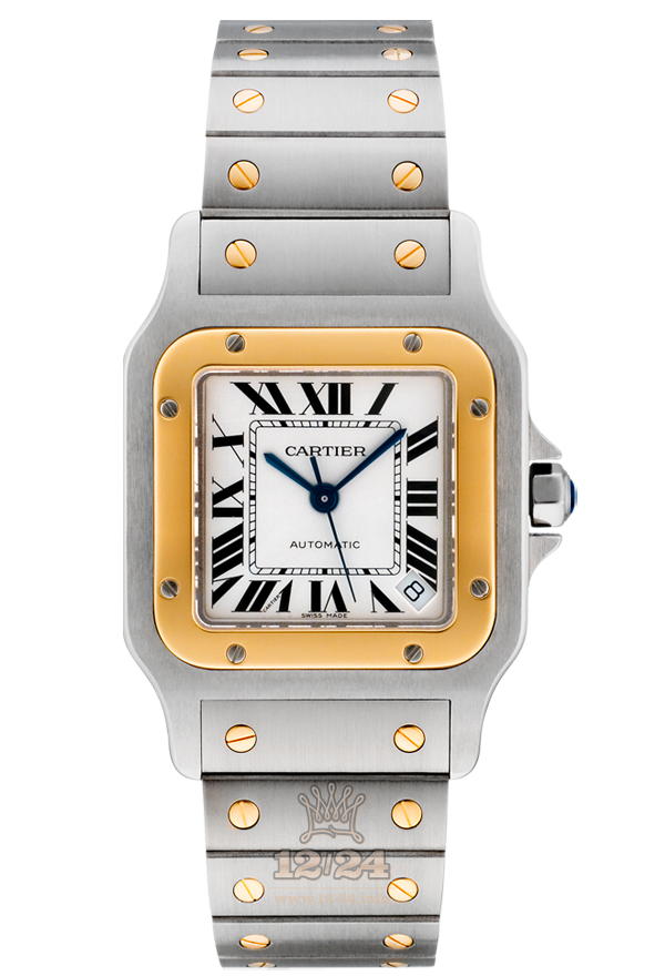 Cartier Santos de Cartier Watch W20099C4 45 mm Steel / Yellow gold Case White Silver Dial