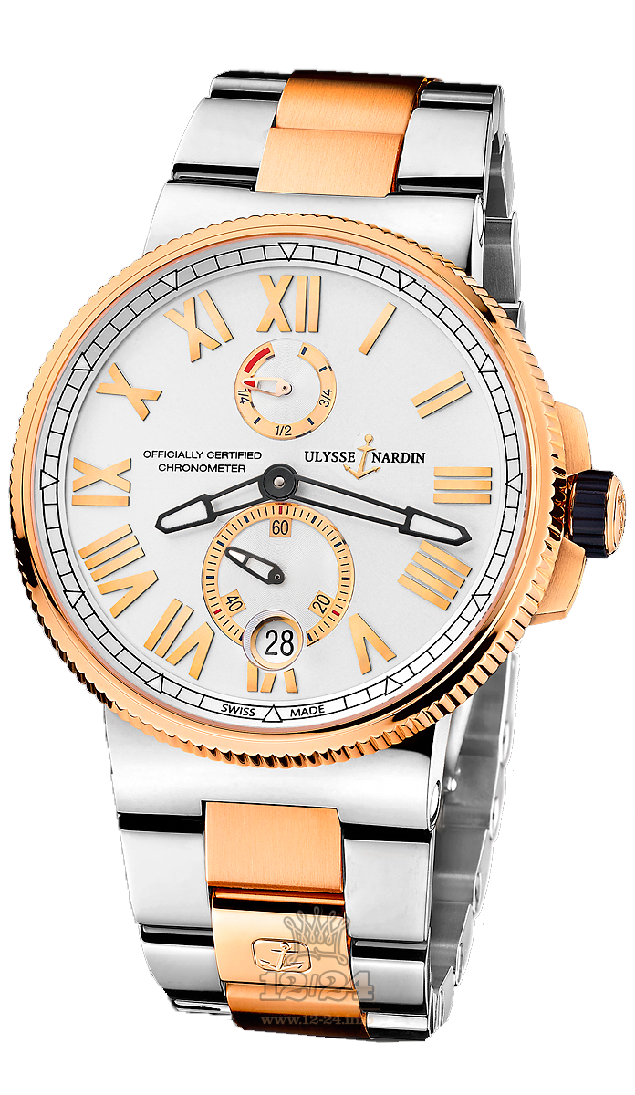 Ulysse Nardin Marine Watch 1185-122-8M/41 45 mm Yellow gold Titanium Case Silver Dial