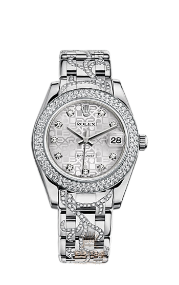 Rolex Pearlmaster Watch 81339-0042 34 mm White gold Case Silver Dial