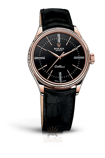 Rolex Cellini Time Watch 50505-0009 39 mm Pink gold Case Black Dial