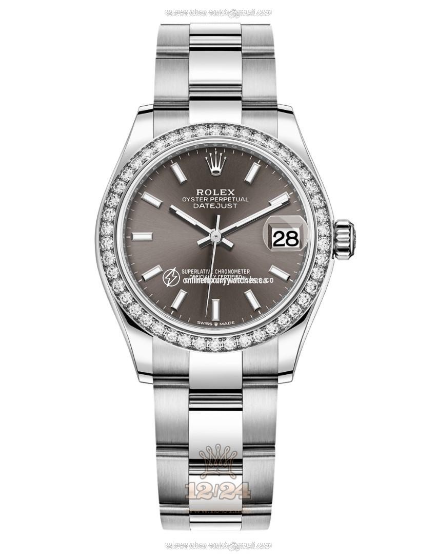 Rolex Datejust Watch 278384rbr-0019 31 mm Stainless steel White gold Case Gray Dial