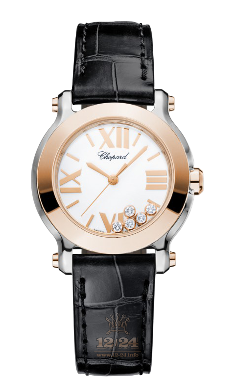 Chopard Happy Diamonds Watch 278509-6001 30 mm Steel / Pink gold Case White Dial