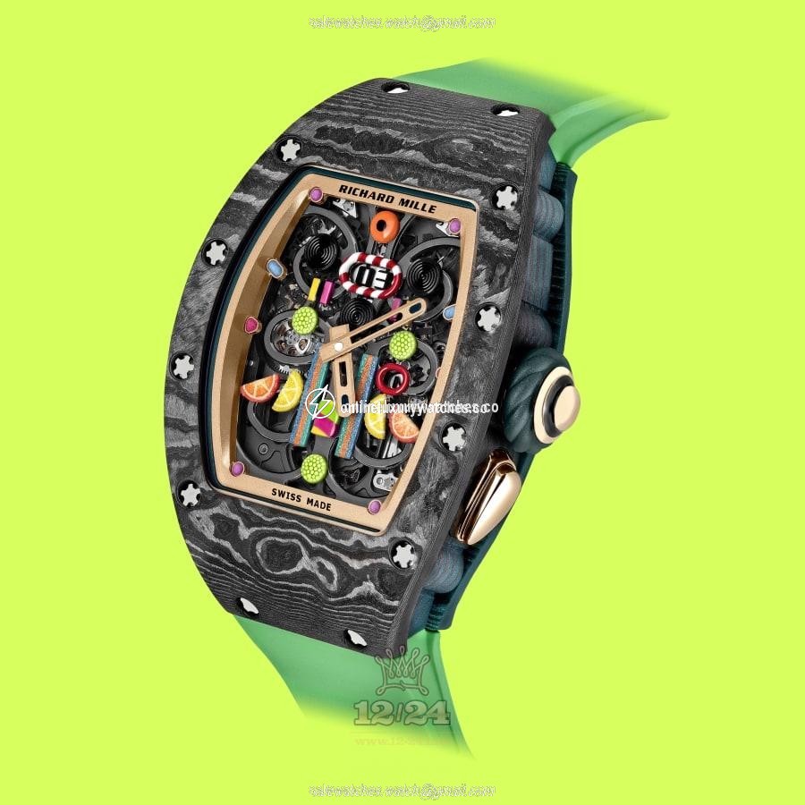 Richard Mille Bonbon Watch RM 37-01 Automatic Kiwi Carbon Case