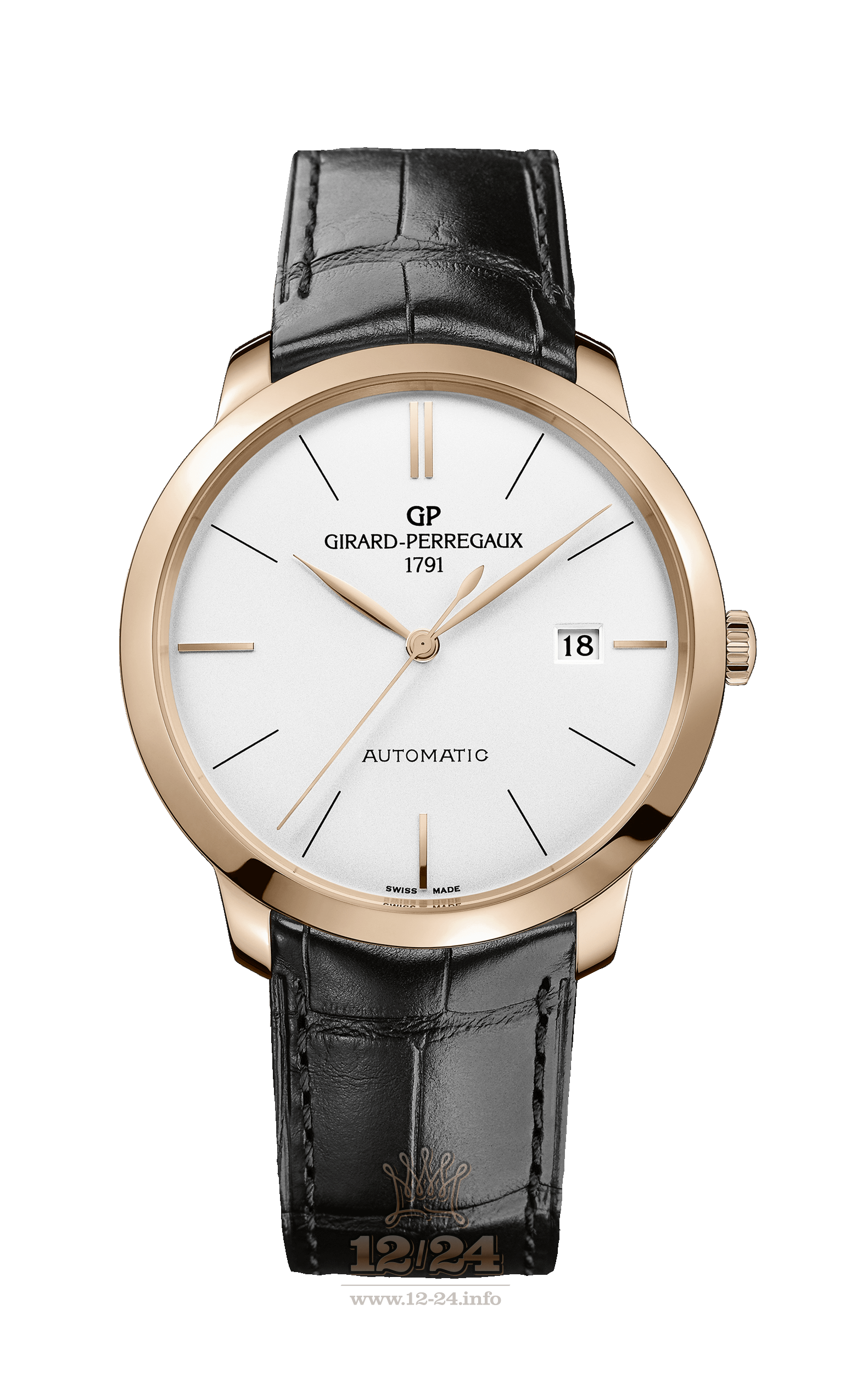 Girard Perregaux 1966 Watch 49555-52-132-BB60 Pink gold Case Silver Dial