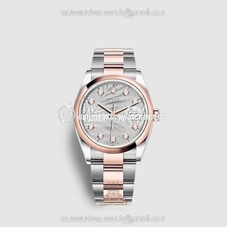 Rolex Datejust Watch 126201-0038 36 mm Stainless steel Pink gold Case Gray Silver Dial