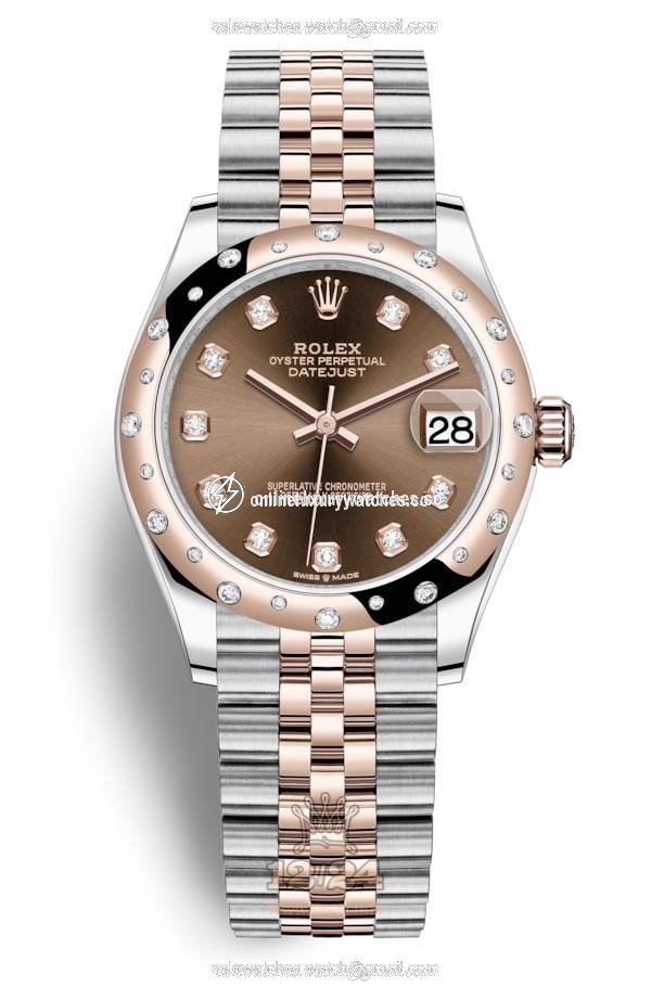 Rolex Datejust Watch 278341rbr-0028 31 mm Stainless steel Pink gold Case Brown (chocolate) Dial