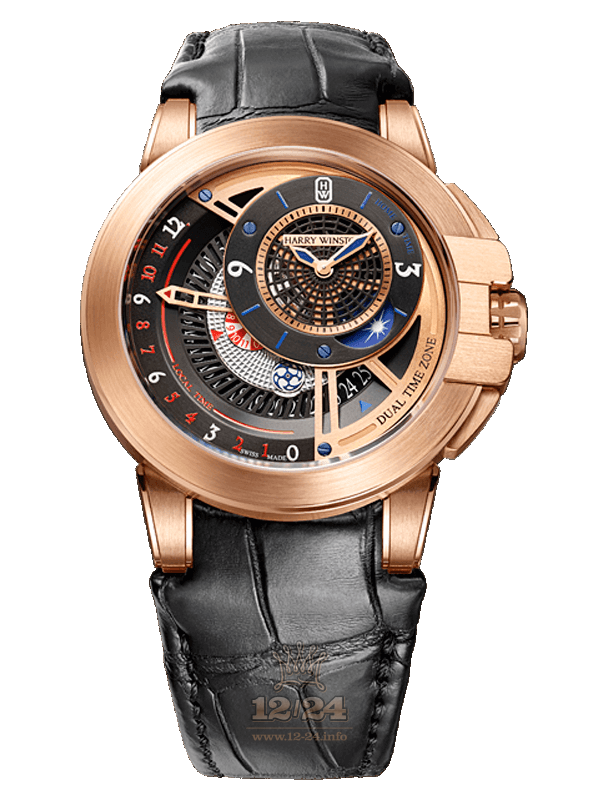 Harry Winston The Ocean Collection Watch OCEATZ44RR011 44 mm Pink gold Case Black Silver Dial