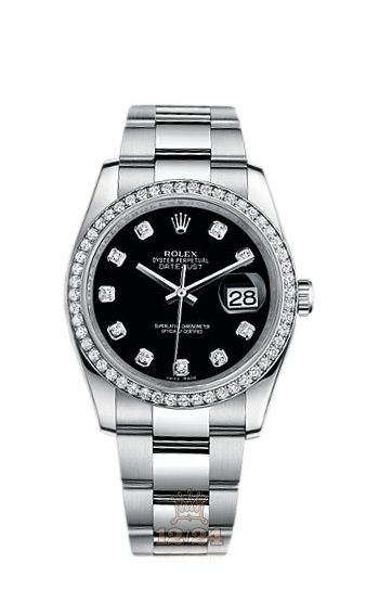 Rolex Datejust Watch 116244-0017 36 mm Steel / White gold Case Black Dial