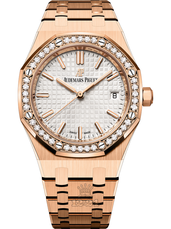 Audemars Piguet Royal Oak Watch 77351OR.ZZ.1261OR.01 34 mm Pink gold Case Silver Dial