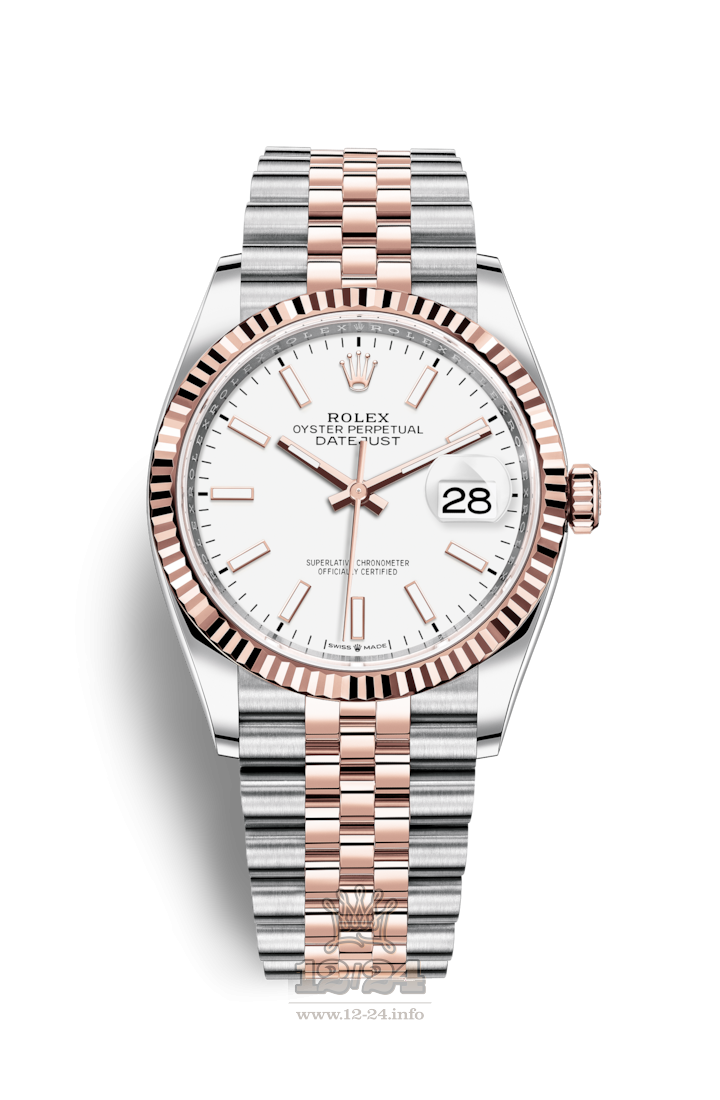Rolex Datejust Watch 126231-0017 36 mm Steel / Pink gold Case White Dial
