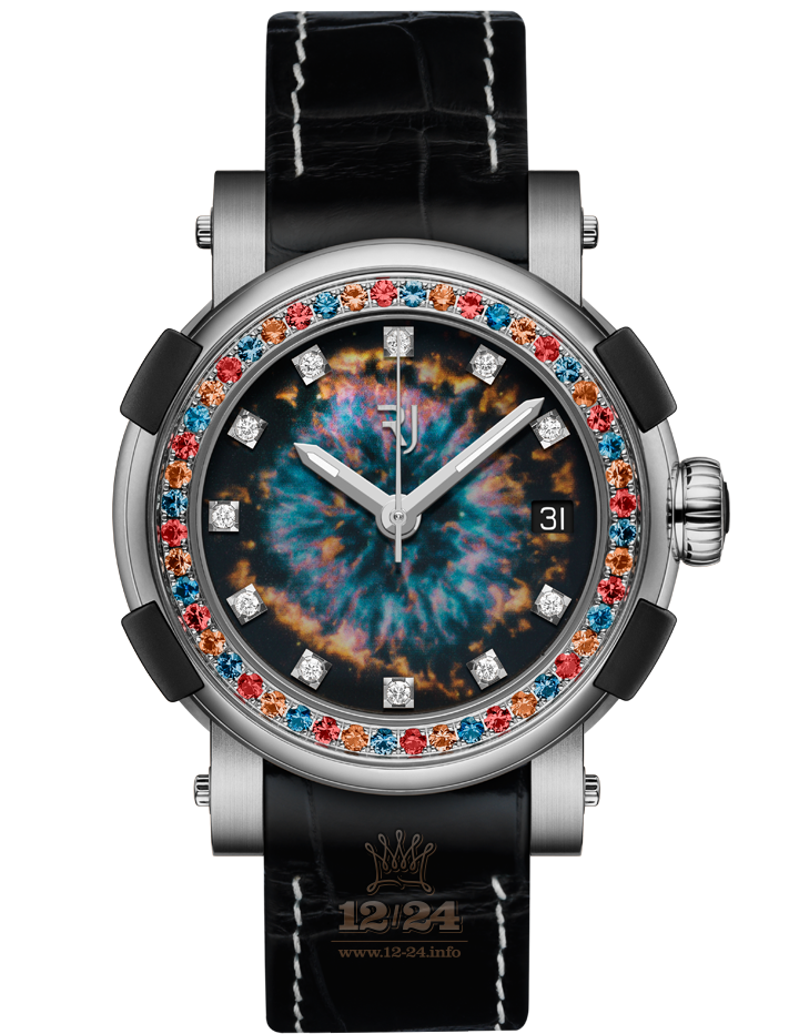 Romain Jerome Arraw Watch 1S39A.TTTR.6000.AR.1112.STO19 39 mm Titanium Case Black Yellow Dark blue Dial