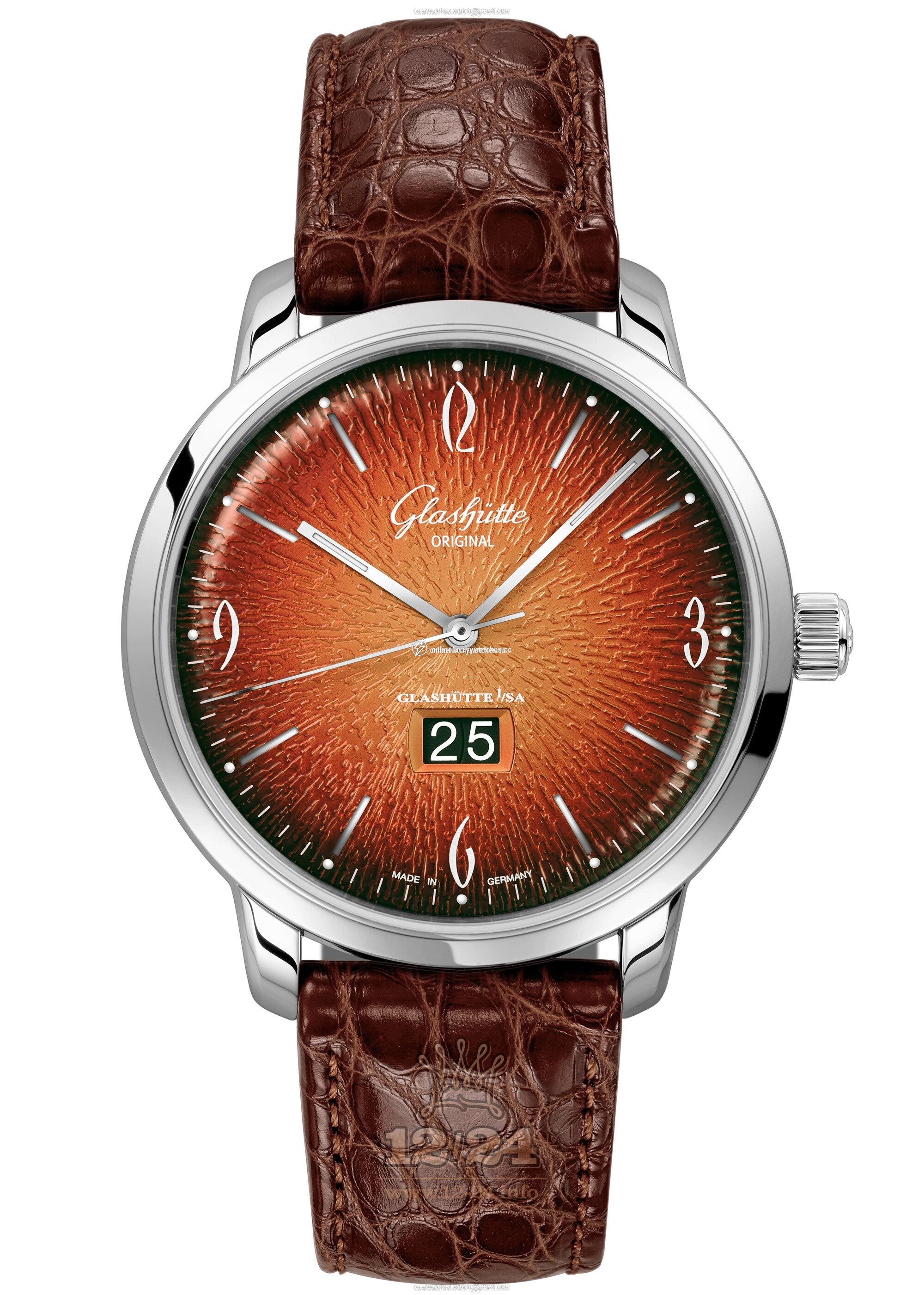 Glashutte Vintage Watch 2-39-47-09-02-04 42 mm Stainless steel Case Orange Dial