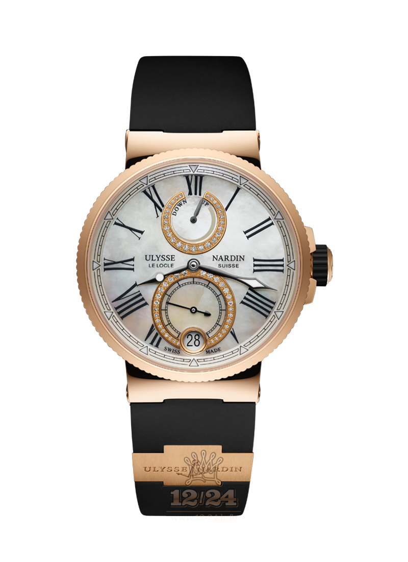 Ulysse Nardin Marine Watch 1182-160-3/490 39 mm Pink gold Case White Dial