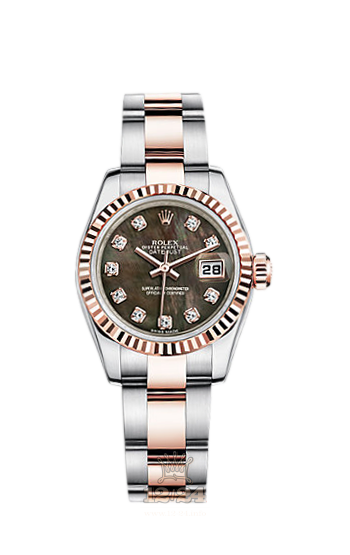 Rolex Lady-Datejust Watch 179171-0039 26 mm Steel / Pink gold Case Black Dial